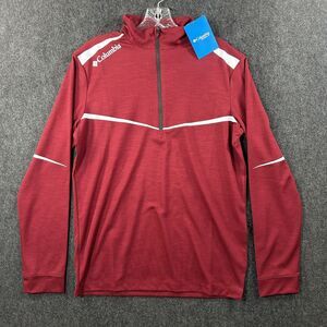 Columbia Golf Scorecard Pullover Men's Small Maroon 1/4 Zip Omni-Wick
